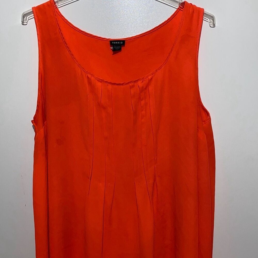 Torrid Womens Plus Size 4 Orange Pleated Front Scoop Neck Sleeveless Tank Top